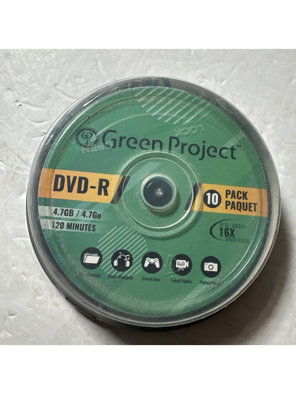 Green Project DVD-R 8x 4.7GB 120 Minute Blank Disc 10-Pack New Sealed